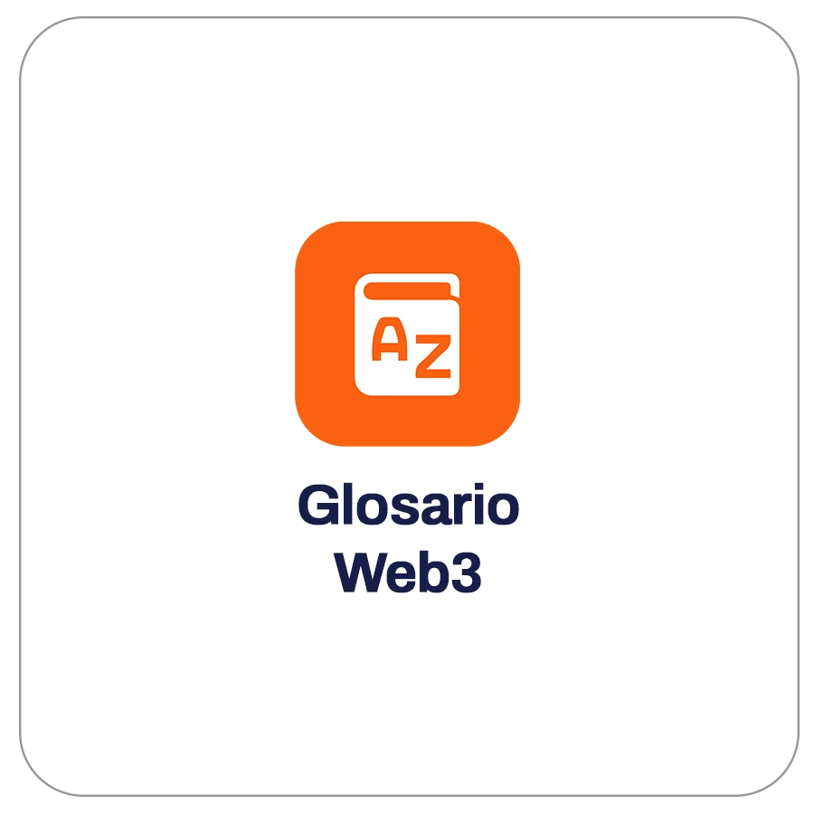 Cuadro con icono con las letras A y Z. Texto que dice "Glosario Web3".