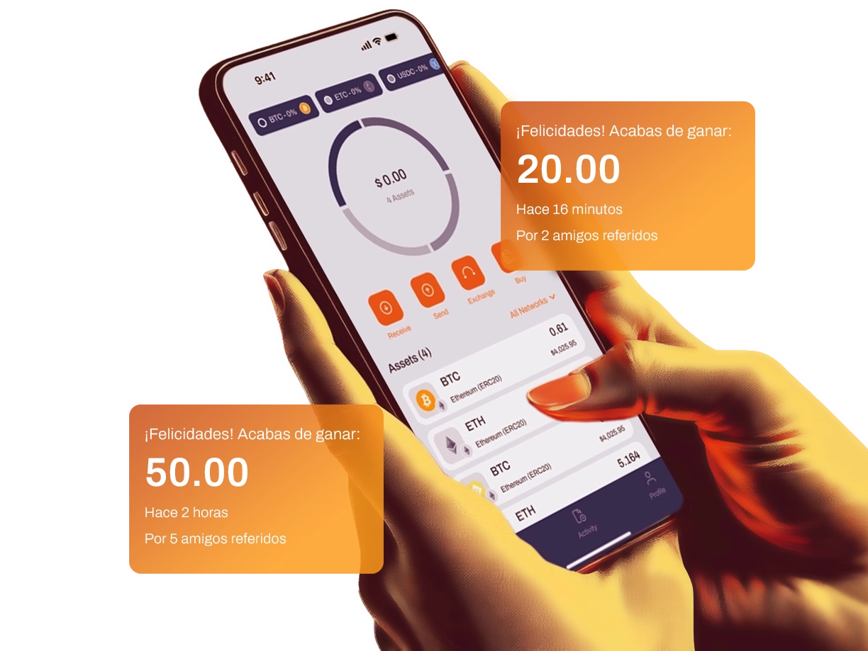 Manos sosteniendo un teléfono celular con la aplicación de Mundo abierta y cuadros con Beneficios de acceso prioritario.